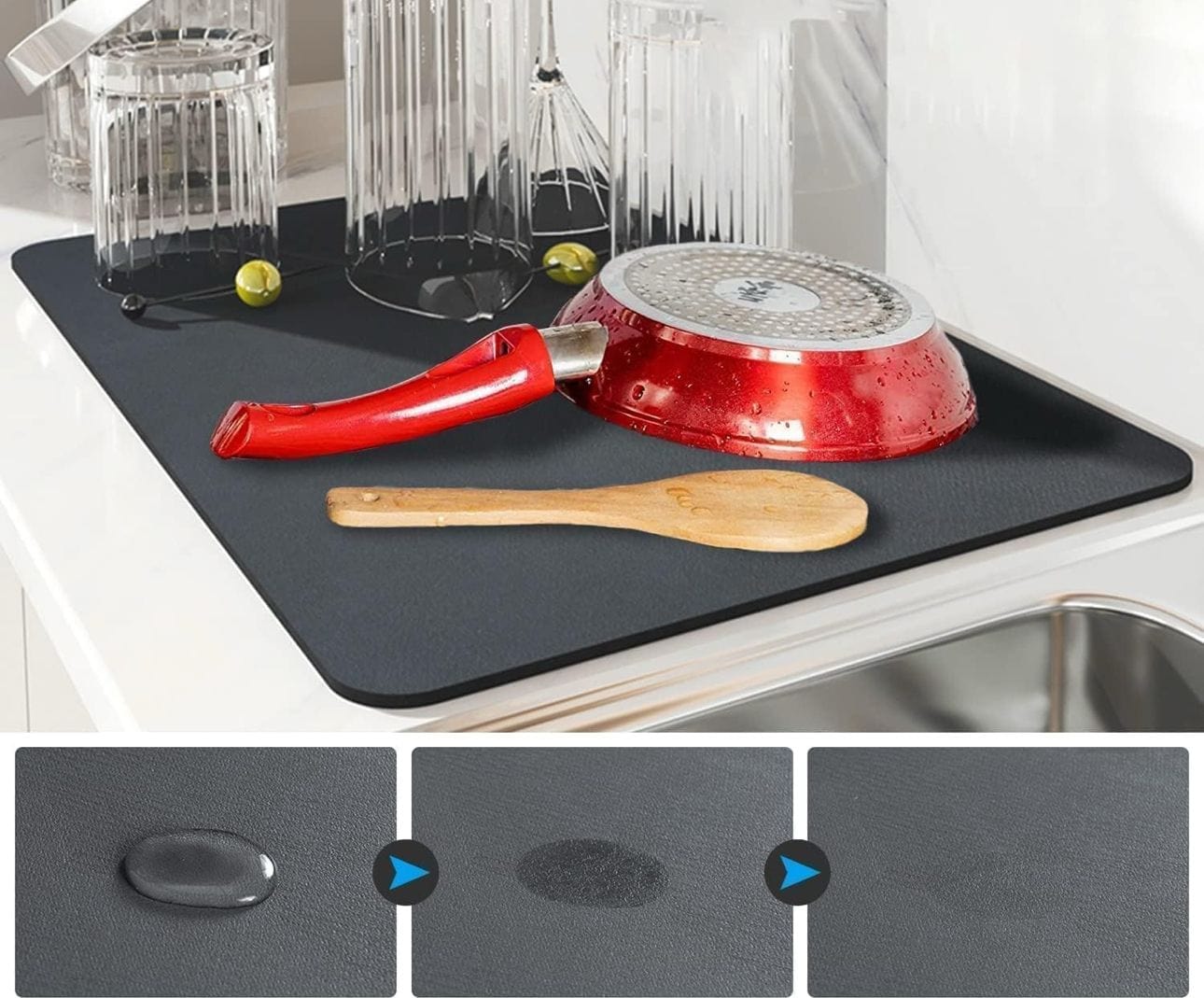 Alfombra Super Absorbente para Platos: ¡Mantén tu cocina seca y limpia!