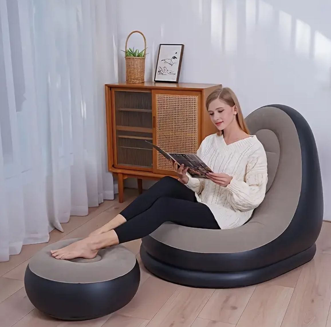 Sillón Inflable con Reposapiés – Relájate en Cualquier Lugar