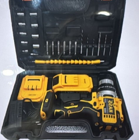 SET DE TALADRO 2 BATERIAS 21 V 26 PZ AMARILLO HASS/ AM