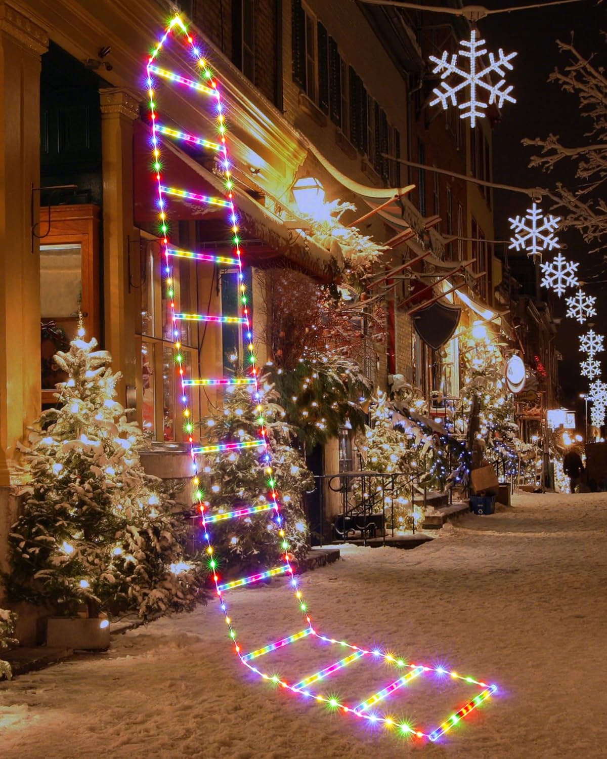 Escalera LED Navideña con Santa Trepador — La Decoración que Hipnotiza🎄✨