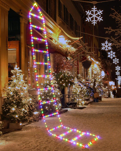 Escalera LED Navideña con Santa Trepador — La Decoración que Hipnotiza🎄✨
