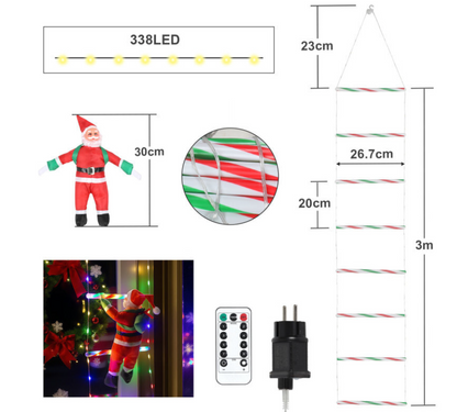Escalera LED Navideña con Santa Trepador — La Decoración que Hipnotiza🎄✨
