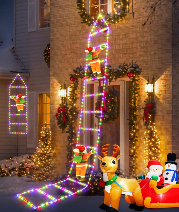 Escalera LED Navideña con Santa Trepador — La Decoración que Hipnotiza🎄✨