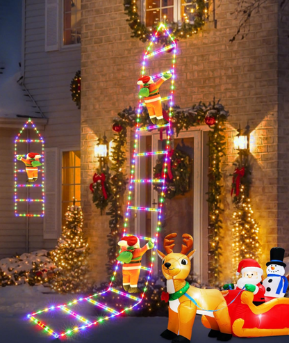 Escalera LED Navideña con Santa Trepador — La Decoración que Hipnotiza🎄✨