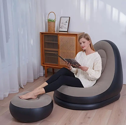 Sillón Inflable con Reposapiés – Relájate en Cualquier Lugar