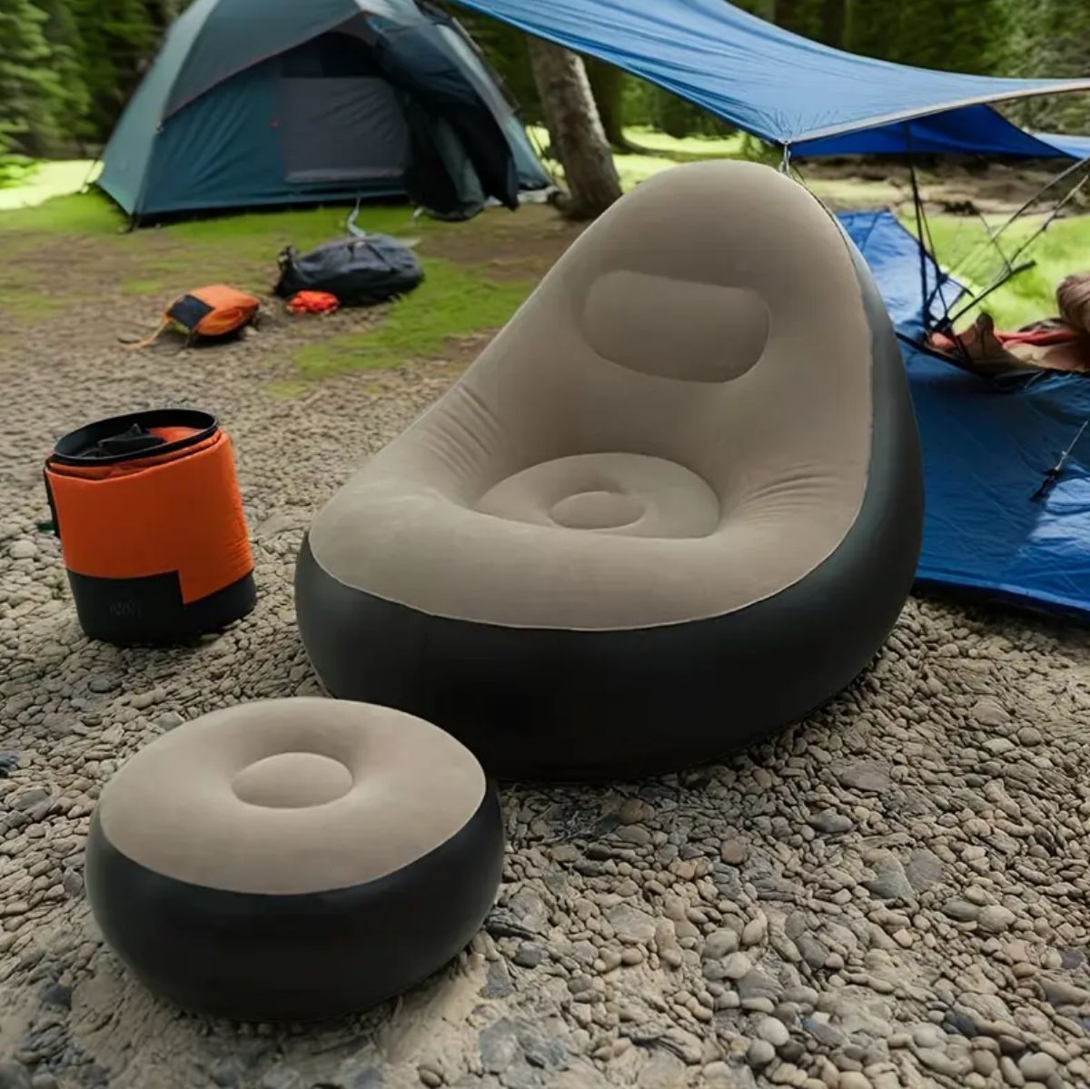 Sillón Inflable con Reposapiés – Relájate en Cualquier Lugar